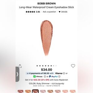 Bobbi Brown Ruby Shimmer Eyeshadow Stick